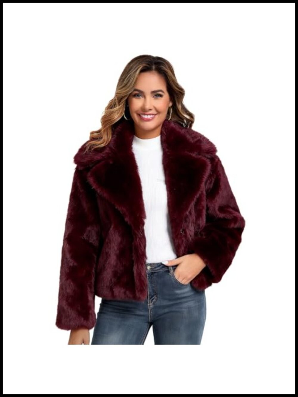 Faux Fur Coat Long Sleeve Fluffy Winter Fuzzy Jacket Shaggy Outerwear